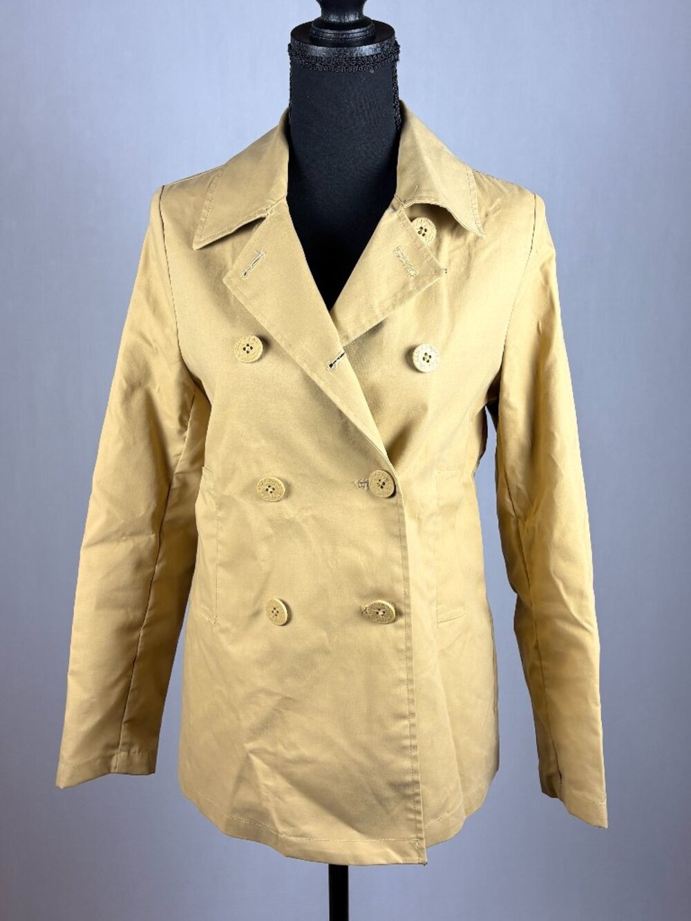Vintage Old Navy Trench Coat • XS • Tan Raincoat • Double Breasted Jacket (Y2K)